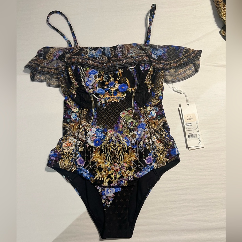 Camilla Black and Blue Floral One Piece Swimsuit